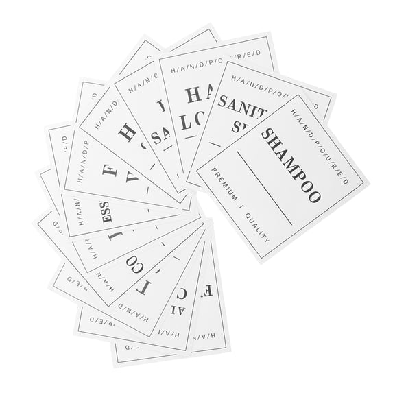 OUNONA White PVC Bathroom Labels, Fits Various Containers, Sleek Look, Easy to Replace, 70 Count