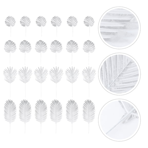 Homoyoyo Silver Simulated Leaves, Premium Plastic, , Home and Event Decoration, 24Pcs