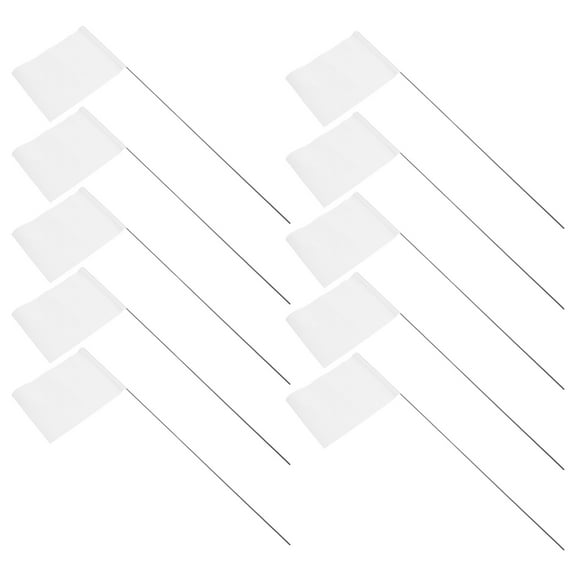 OUNONA 24pcs White Marking Flags with 15 inch Stainless Steel Stakes for Industrial Underground Utilities Sewers Landscaping Surveying Pet Boundary
