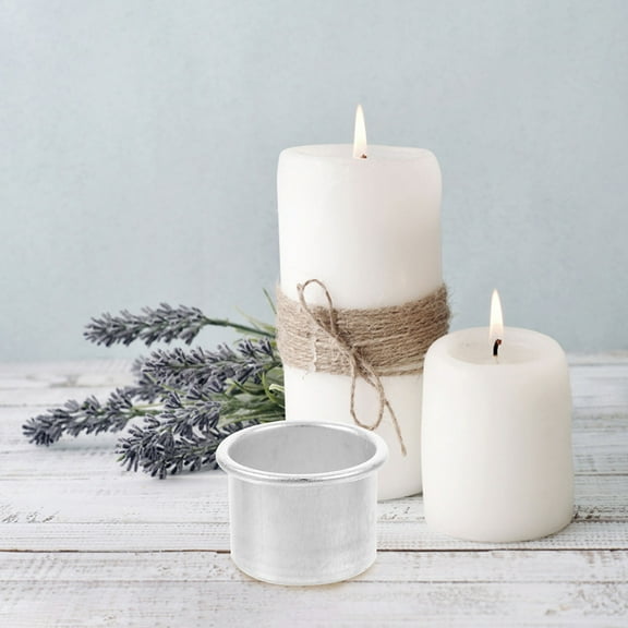 OUNONA  25 Pcs Candle Cups Candlestick Holders Aluminum Wedding Silver