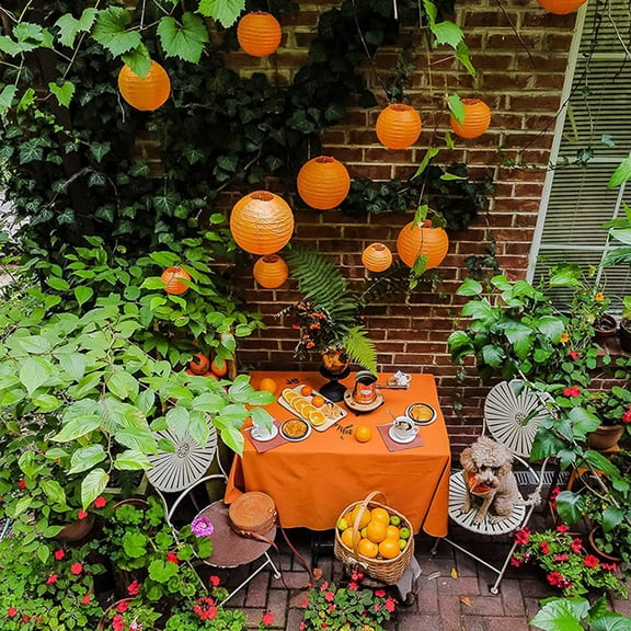 OUNONA 25 Pcs Japanese Paper Lantern Hanging Lanterns Party Freestanding LED Baby Child Orange