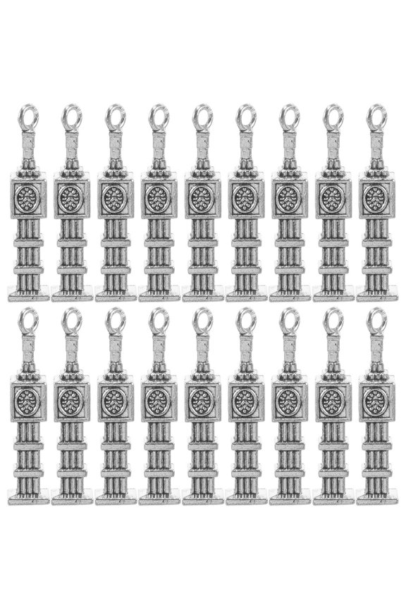 25 Pcs Jewelry Accessories Clock Tower Pendant Necklace Hanging Men and Women