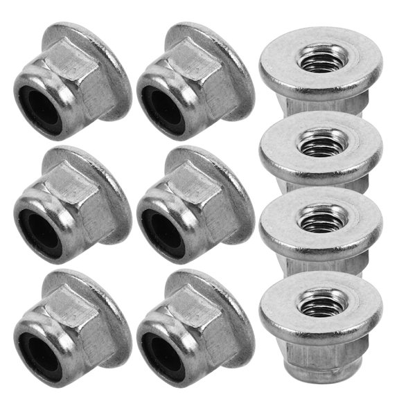 OUNONA 25 Pcs Stainless Steel Nylon Insert Nuts Serrated Flange Grey
