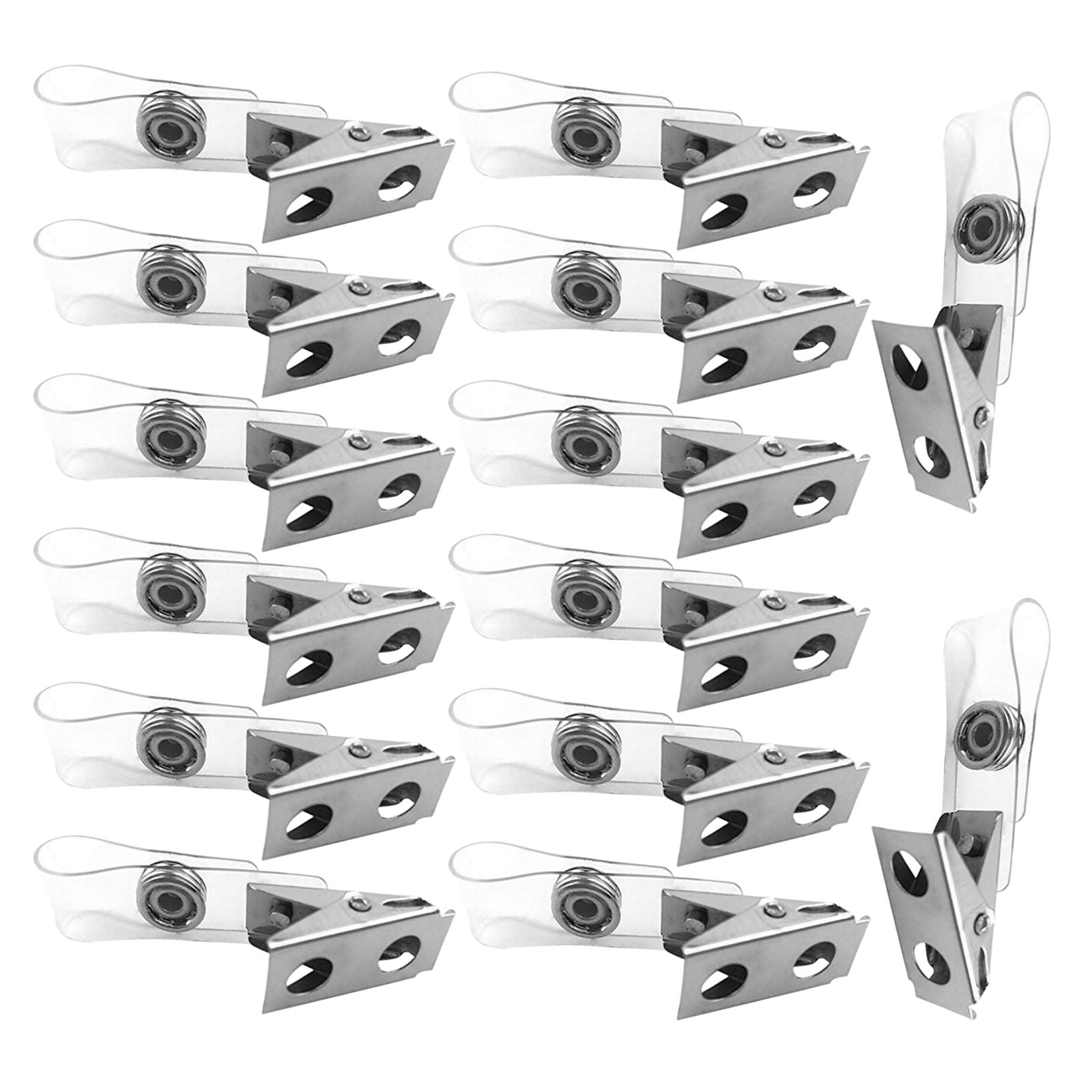 OUNONA Clear PVC Metal Id Card Clips, Compact and Practical, Ideal for Offices, 250Pcs