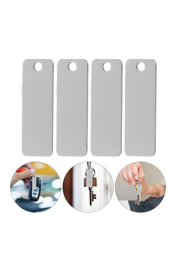 25Pcs Durable Stainless Steel Rectangular Keyring Blanks with Polished Mirror Finish