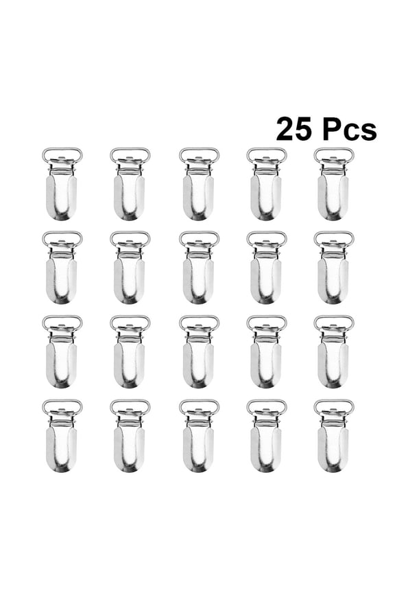 25Pcs Metal Suspender Clips White Durable Iron Clips for Clothes Crafting and Bib Holders