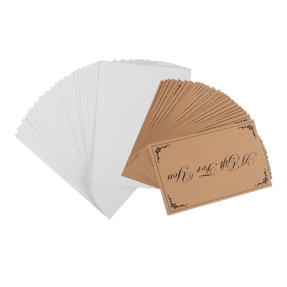 OUNONA 25Sets Portable Kraft Certificate Cards with Envelopes for Business and Special Occasions
