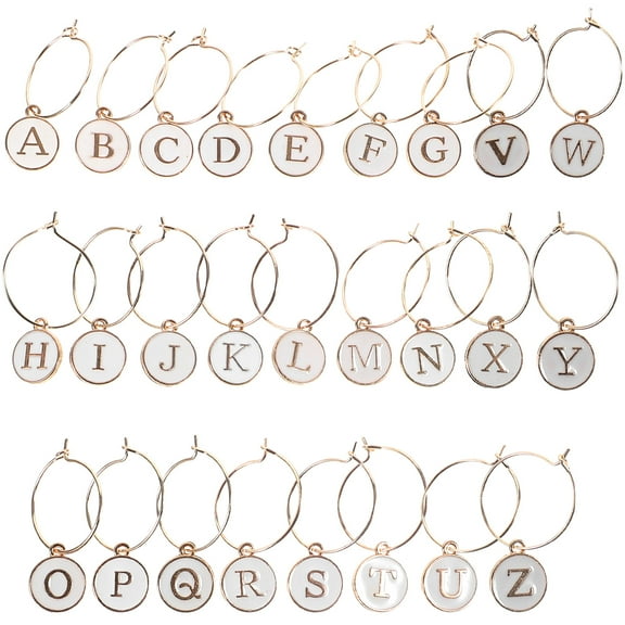 OUNONA 26Pcs Glass Charm Markers White Zinc Alloy Decoration For Adults Home Gatherings