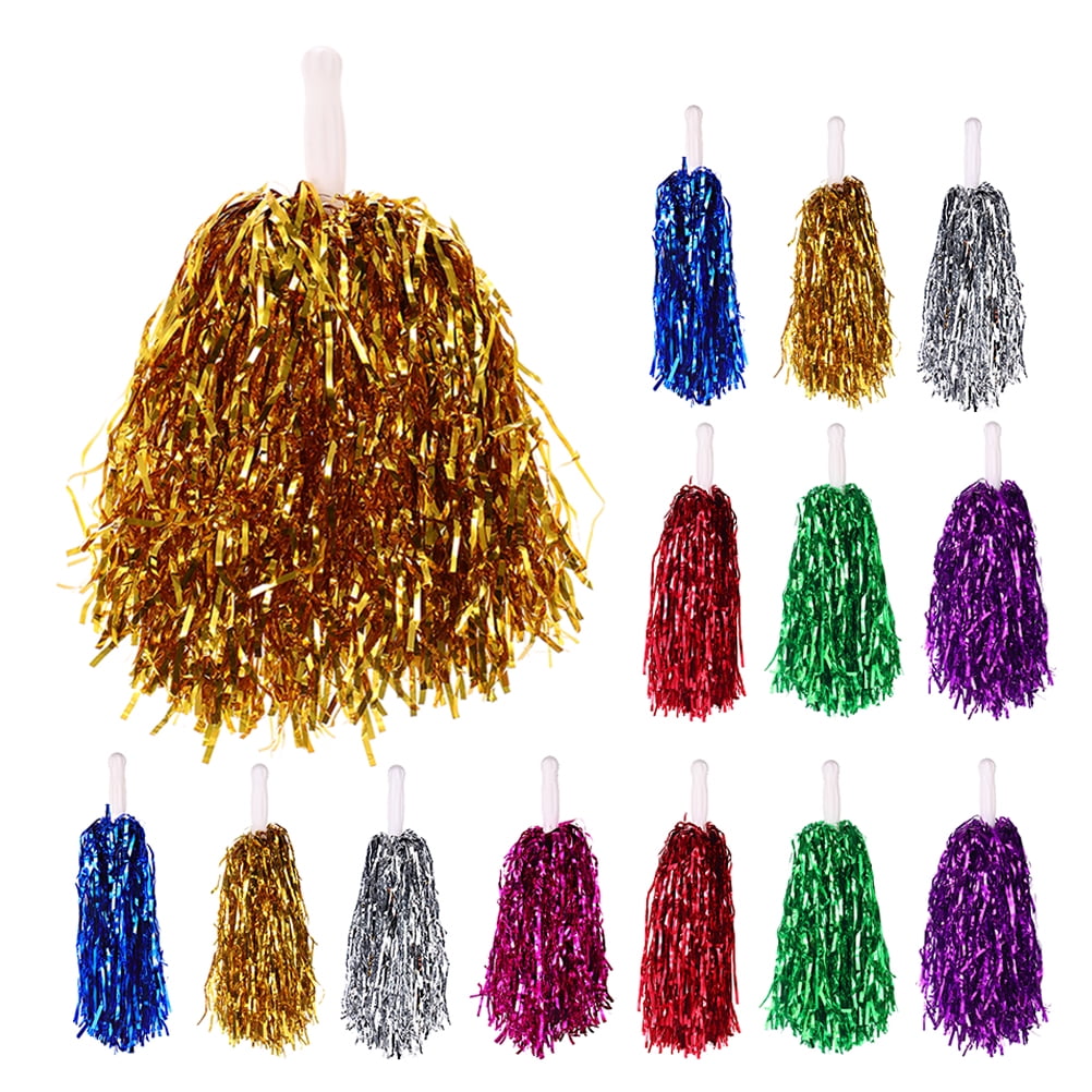 OUNONA 28PCS Cheerleading Pom Poms with Hand Sticks for Party Decor, School Sports, Gymnastics, Dance, and Events