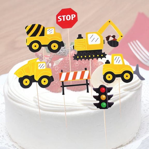 FOLOYORI car excavator model cake toppers Cake Toppers Bamboo Cake Decoration Theme Party 28pcs