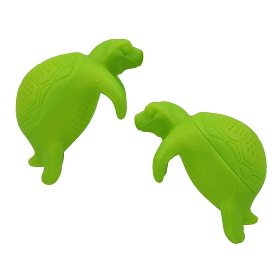 OUNONA 2PCS Cute Silicone Turtle Tea Infuser Animal Loose Leaf Tea Strainer Filter Diffuser Kitchen Tools Gadgets (Green)