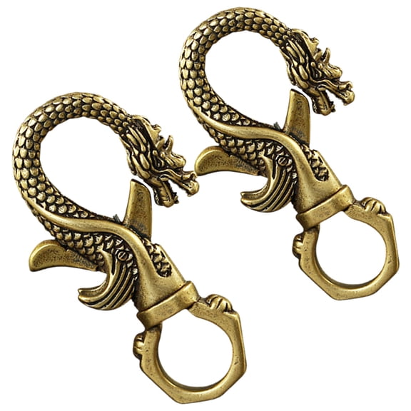 OUNONA 2PCS Retro Dragon Keychain Metal Waist Hanging Buckle Pendant for Keychain Charms Bag Handbag Pendant Keyring Luck Charm
