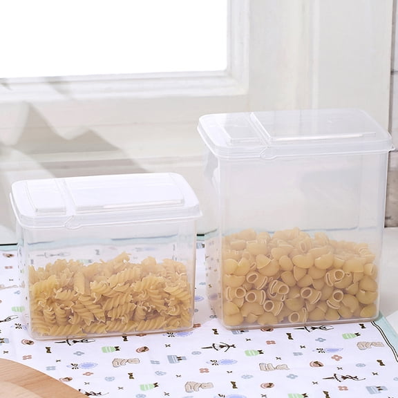 OUNONA 2PCS Transparent Box Storage Tanks Cereal Containers Plastic Clear Keepers for Kitchen Food Storage Rice Grain Cereal Oatmeal Sugar Nuts Beans Size 1.2L and 1.8L (Transparent)