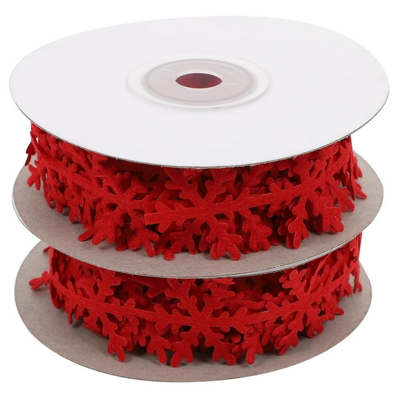 OUNONA 2-Pack Red Christmas Ribbon Rolls Nonwoven Fabric for Wrapping and Holiday Decorations