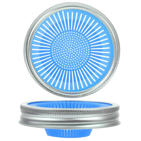 OUNONA 2Pcs Blue Sprouting Lids for Wide Mouth Jars Heavy Duty Mesh Strainer for Home Use