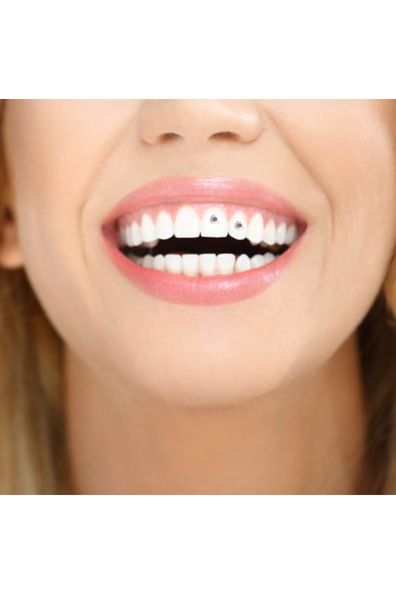 2Packs Tooth Gems with White Crystal Charms for Home Teeth Decoration