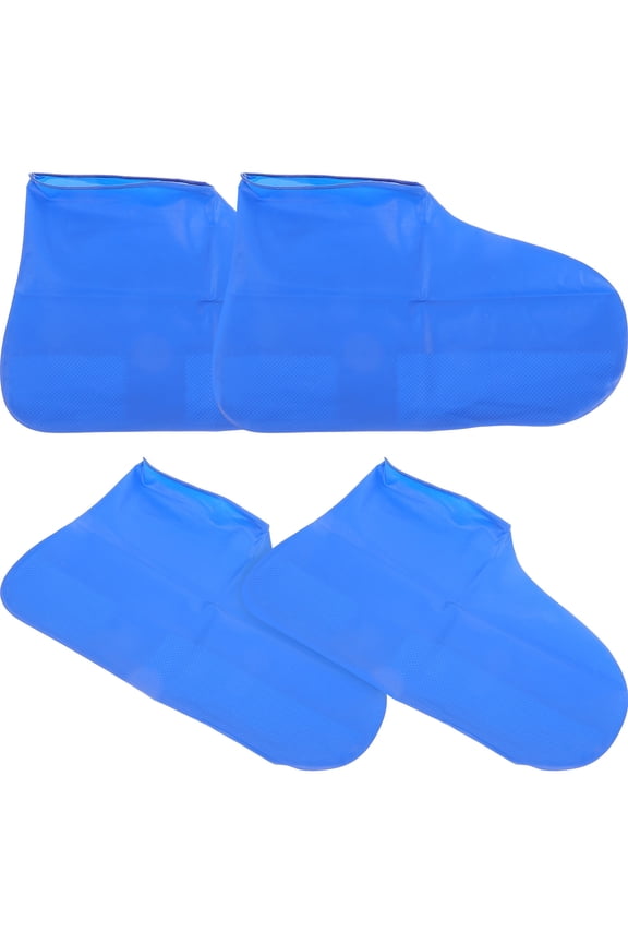 2Pairs Blue Waterproof Latex Boot Protector with Non Slip Sole for Outdoor Sports