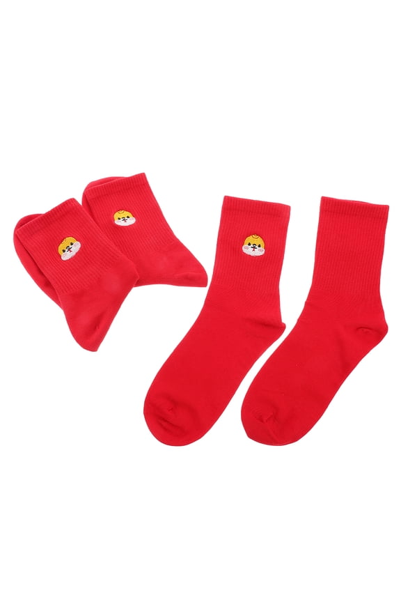 2Pairs Chinese New Year Socks Red Cotton Snake Embroidery Comfortable Warm Unisex Socks