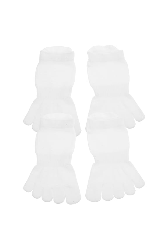 2Pairs Men's Athletic Five Toe Socks Breathable Mesh Low Cut Running White