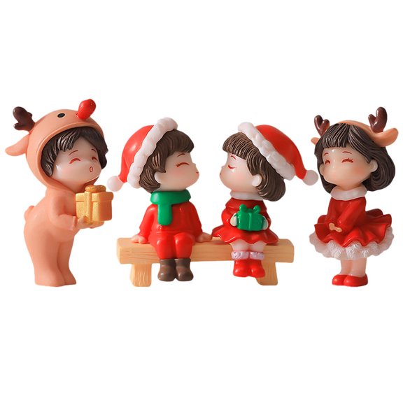 OUNONA 2Pairs Romantic Couple Ornaments Xmas Style Plastic Figurines for Landscape Decor