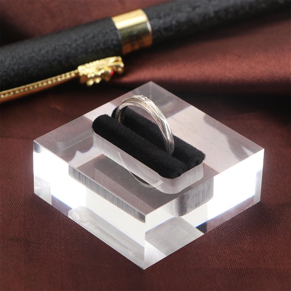 OUNONA 2Pcs Acrylic Ring Storage Stand with Middle Slot Flat Bottom for Desktop Display