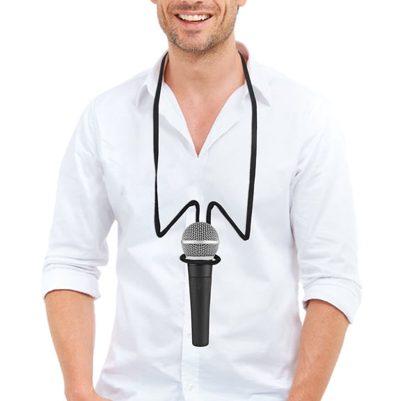 OUNONA 2Pcs Adjustable Black Microphone Clip Holder Portable Stable Neck Hanging Mic Stand