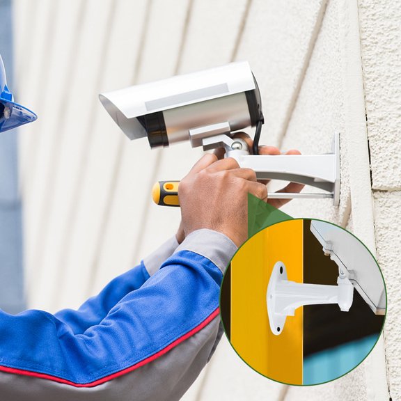 OUNONA 2Pcs Adjustable Wall Mount Camera Bracket White Aluminium Alloy for Outdoor Tree Use