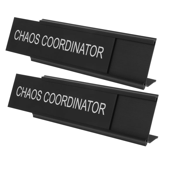 OUNONA 2Pcs Black Desk Name Plate Holder for Table Beverage Display and Conference Use