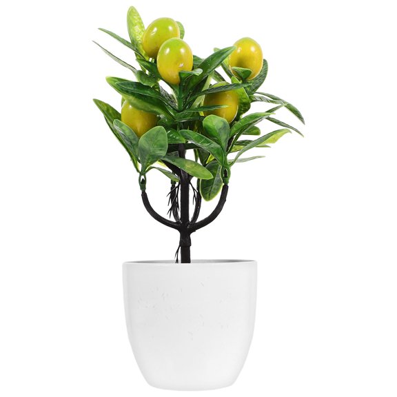 OUNONA 2Pcs Artificial Lemon Tree Decors Vivid Yellow Faux Plants for Office Desk