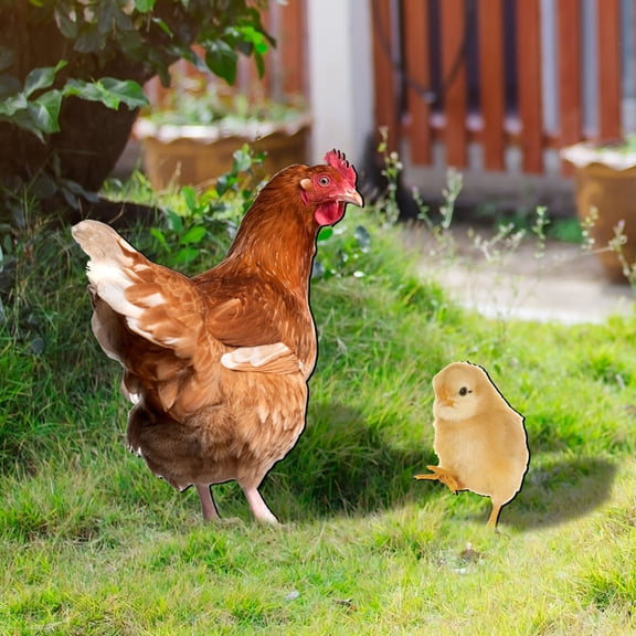 OUNONA 2Pcs Assorted Color Acrylic Chicken Yard Stakes Garden Decoration Durable Outdoor Lawn and Yard Signs