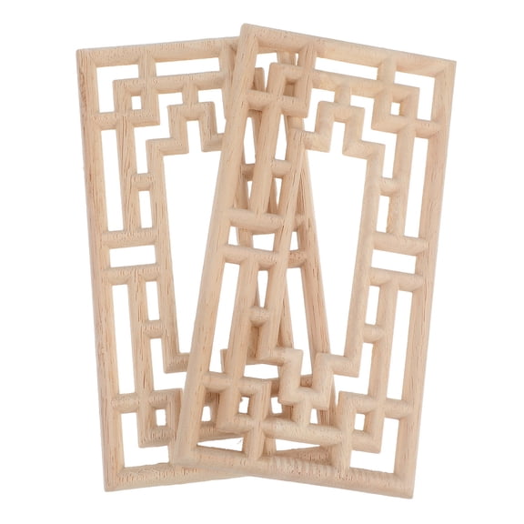 OUNONA 2-Pack Beige Wood Carved Appliques Decorative Onlays for Furniture Cabinets Doors Beds and Wall Accents