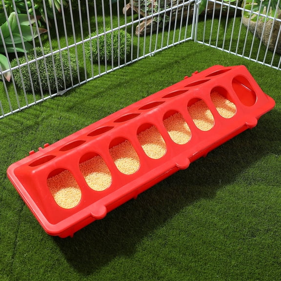 OUNONA 2-Pack Red Rectangular Plastic Bird Food Trough Feeder Prevents Food and Keeps
