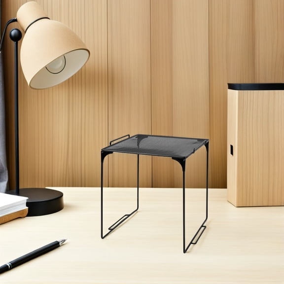 OUNONA 2Pcs Foldable Mesh Organizer Black Metal Locker Shelf for Versatile Office and Kitchen Use