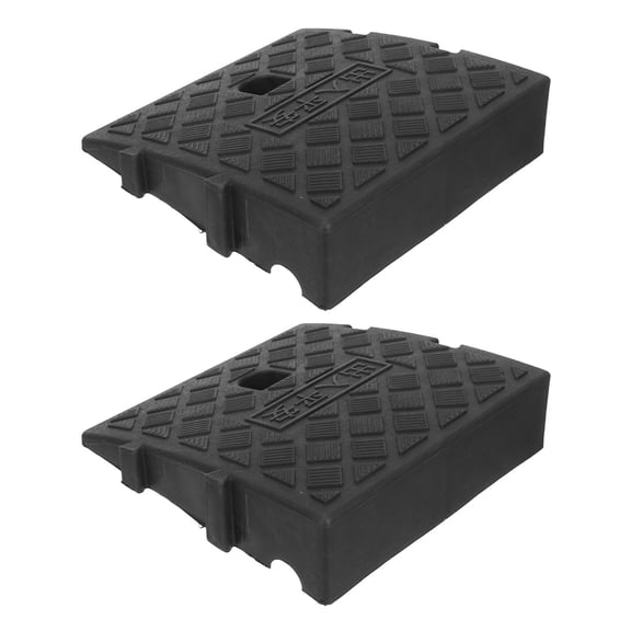 OUNONA Weather-Resistant Plastic Curb Ramps, Black, Stable Grip, for Road, 2Pcs