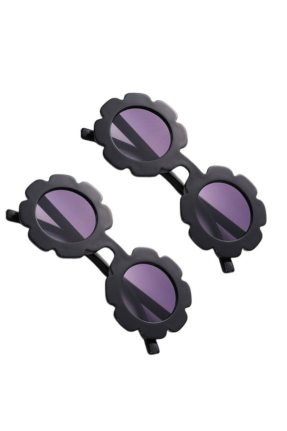 2-Pack Black Resin Sunglasses with Sunflower Design, Lightweight and Comfortable Fashion Eyewear for Women