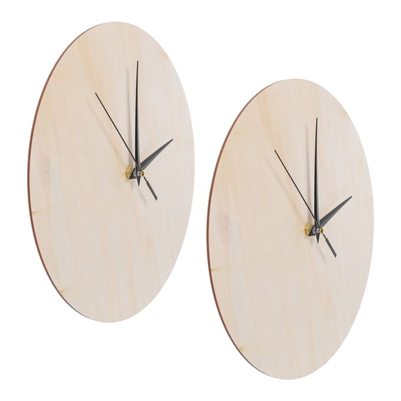 OUNONA 2-Pack Blank Wooden Clock Faces for Painting and Crafting, Natural Wood Grain Finish, Perfect for Home Decor Projects