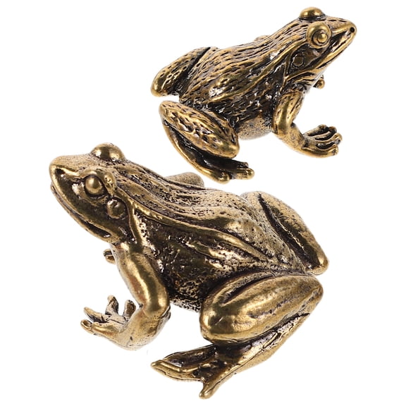 OUNONA Cute Figurine Vintage Brass Shui Decoration for Home Office 2Pcs