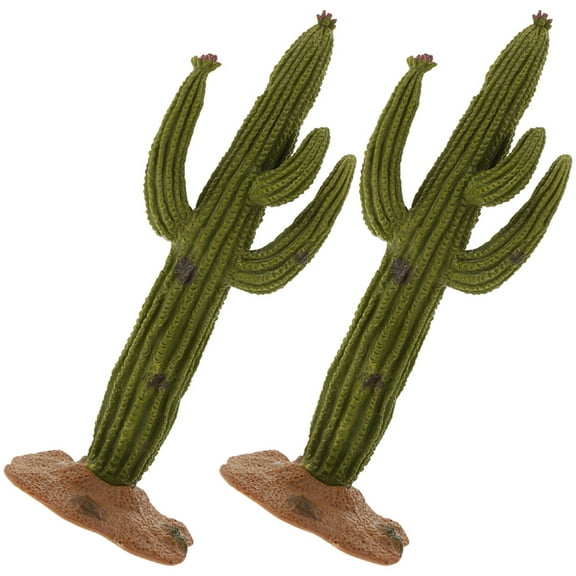 OUNONA 2Pcs Small Green Cactus Figurines Lightweight Desktop Decoration for Living Room