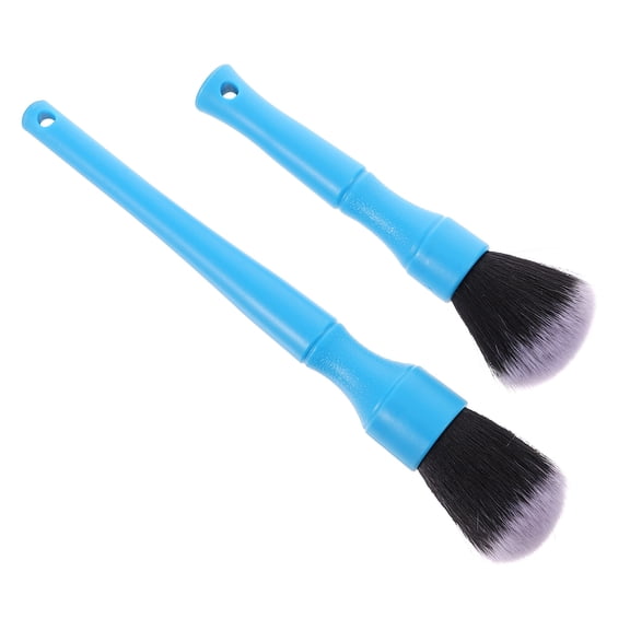 OUNONA 2Pcs Car Detail Brush Set Blue Soft Auto Detailing Tool for Vents Cup Holders Radio Buttons