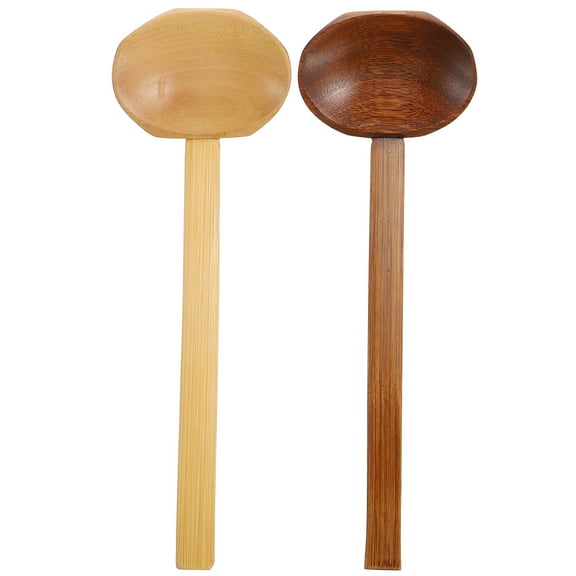 Tineasur Wooden Hotpot Soup Spoon Assorted Color Multi-Function for Home 2Pcs