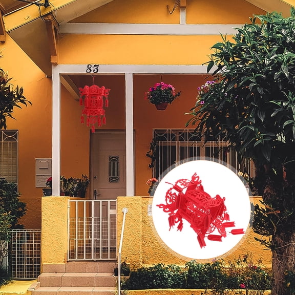 OUNONA 2Pcs Chinese Style Red Lantern Pendant for Courtyard Lawn and Indoor Decorations