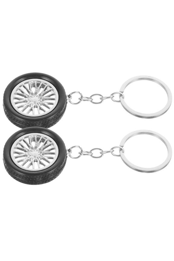 2Pcs Compact Tire Keychain for Car Keys Lightweight Decorative Accessory