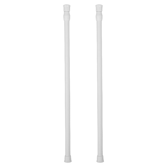 OUNONA 2Pcs Compact White Iron Curtain Rods Telescopic Adjustable Rods for Small Spaces and Bathrooms