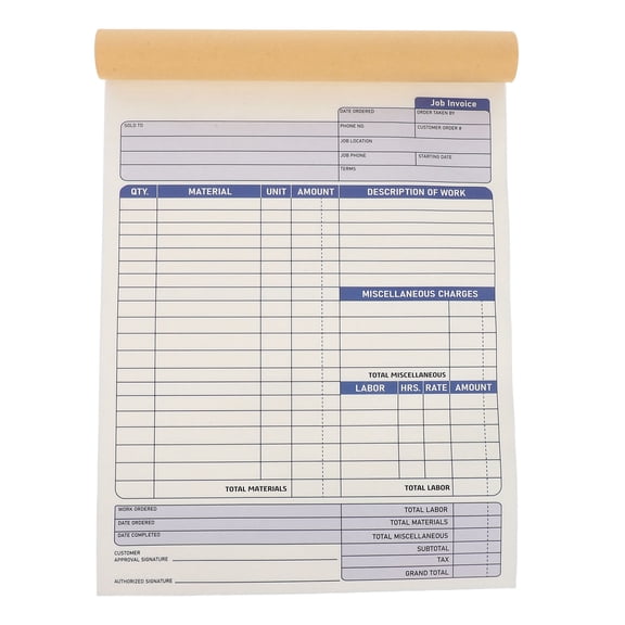 OUNONA 2Pcs Contractor Invoice Receipt Book for Small Business with Detailed Job and Expense Sections