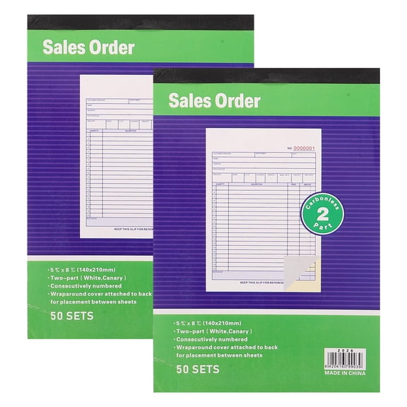 OUNONA 2-Pack Receipt Books with Tear-Resistant Covers for Easy and Efficient Order Tracking and Record Keeping