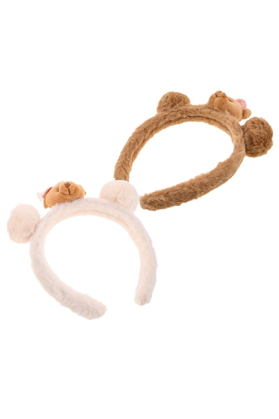 2Pcs Cute Bow Bear Headbands in Assorted Colors for Makeup, Facial Care, and Birthday Decoration