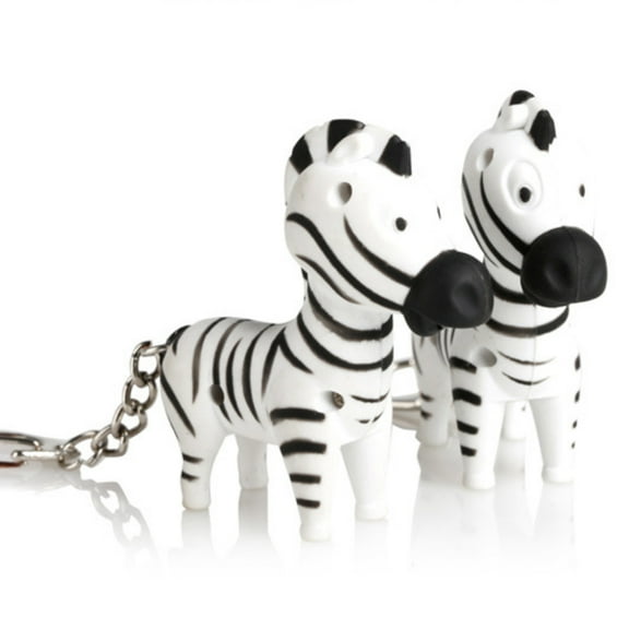 OUNONA Zebra LED Keychain 2-Pack Assorted Colors Metal Plastic Glow Sound Light Accessories