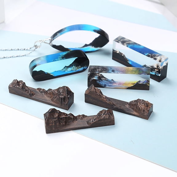OUNONA 2-Pack Dark Brown Epoxy Mountain Resin Mold for Home Decoration with Stunning Visual Effects