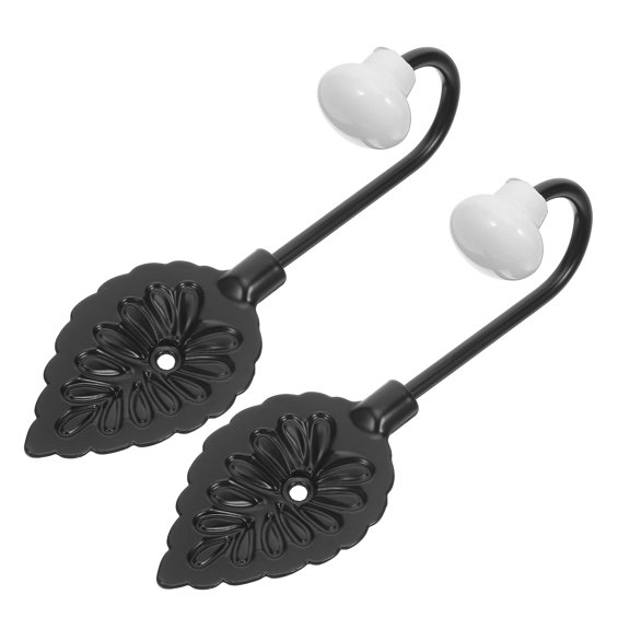 OUNONA 2Pcs Decorative Leaf Wall Hooks Iron and Ceramic Multipurpose Wall Mounted Coat Hangers