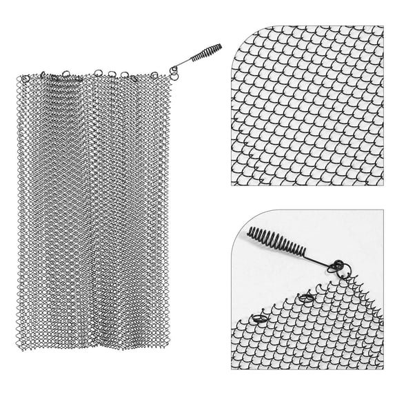 OUNONA 2Pcs Decorative Plated Silver Metal Fireplace Screen Mesh Curtain for Home Fireplace Protection